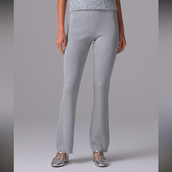 J.Crew grey–silver sparkly metallic cropped sweater pants lightweight NWT CF270 - Picture 2 of 7
